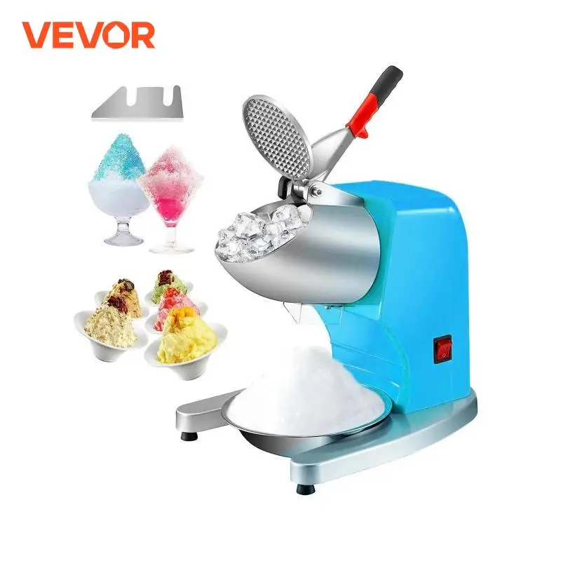 VEVOR Ice Crushers Machine 220lbs Per Hour Electric Snow Cone Maker with 4 Blades Stainless Steel Shaved Ice Machine