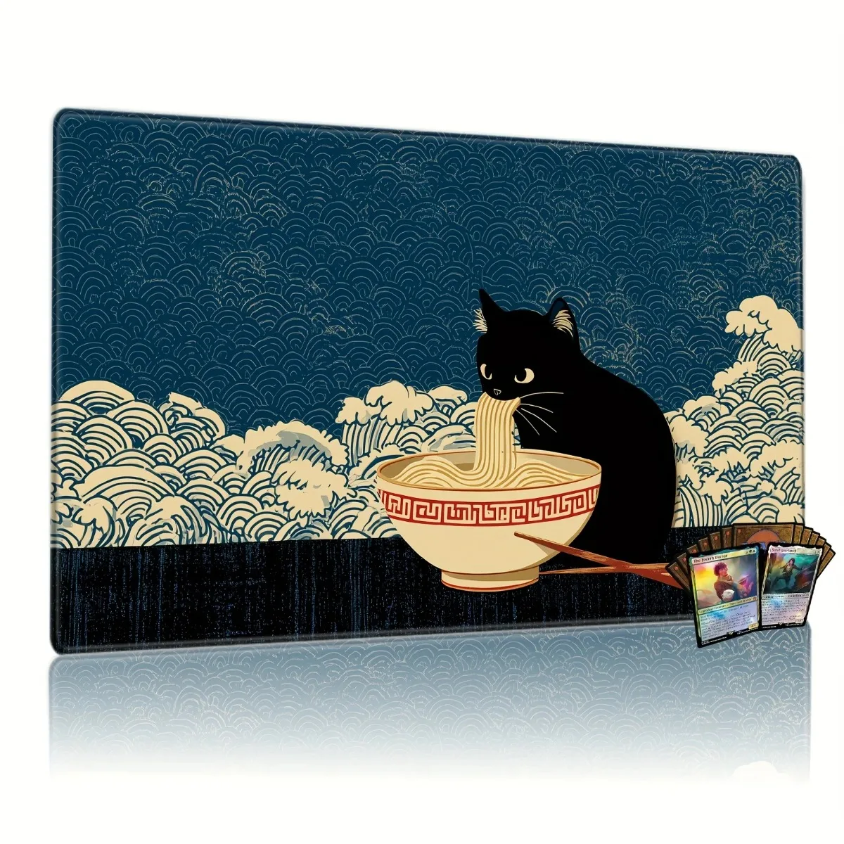 Black Cat Anime Magic Party Game Mat Durable Rubber Mouse Pad for Office Desk