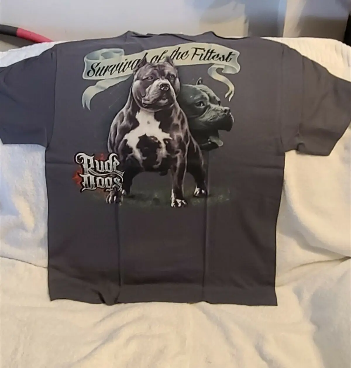 RUDE DOGS PITBULL SURVIVAL OF THE FITTEST FENCE DARK GRAY T-SHIRT