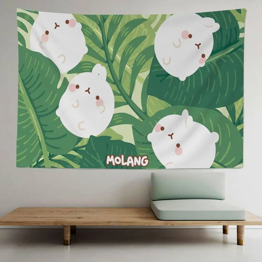Cute white M-Molang Chart Tapestry for Living Room Home Dorm Decor Art Home Decor 6