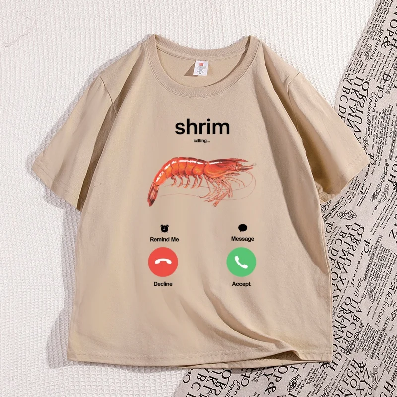 

Футболка Shrim Is Calling Meme, забавная футболка с креветками и шуткой для мужчин и женщин, юмор, мужские топы с короткими рукавами, одежда