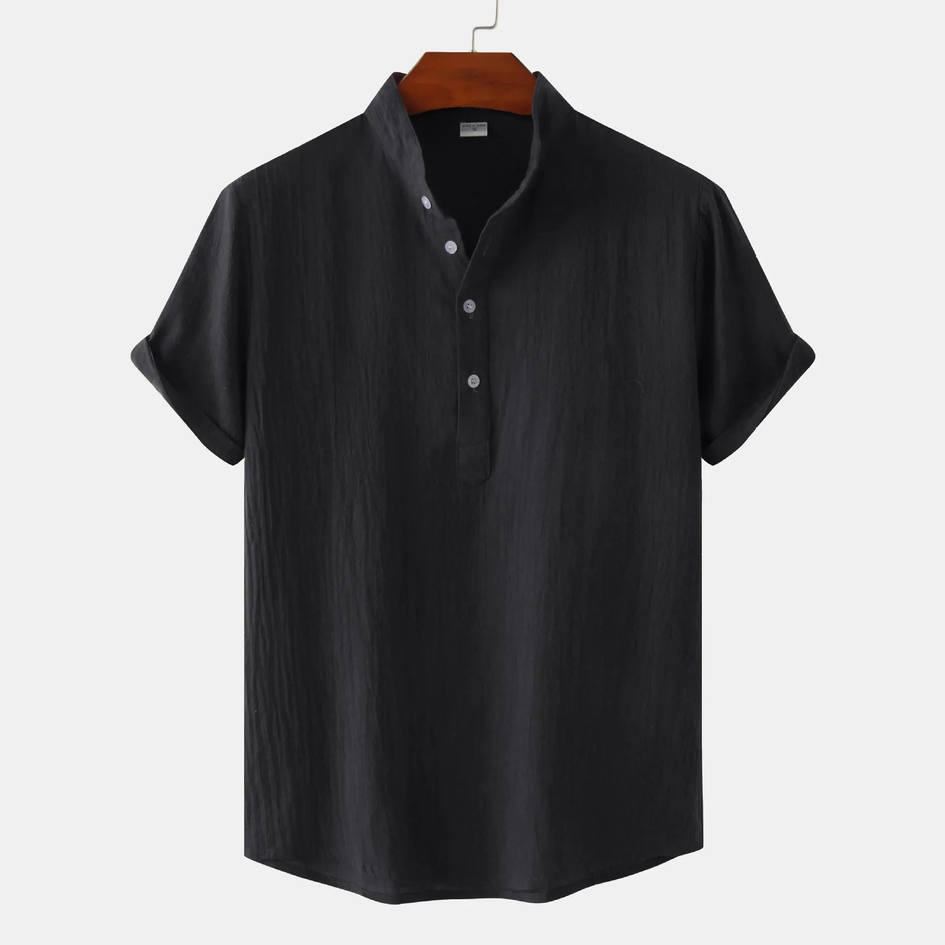 

GELITAYIN High Quality Cotton Linen Men's Summer Comfy Shirt Solid Color Simple Casual Short Sleeve Casual Blouse Hawaiian Half