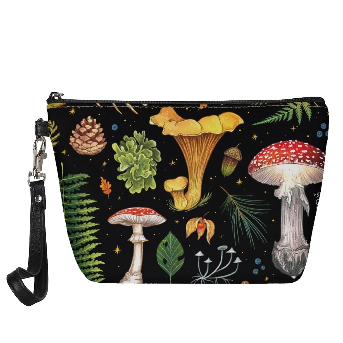 Mushroom Cosmetic Bag for Women Drop Shipping POD Travel Leather Girls Makeup Case Storage Card  Holder Custom Large Capacity