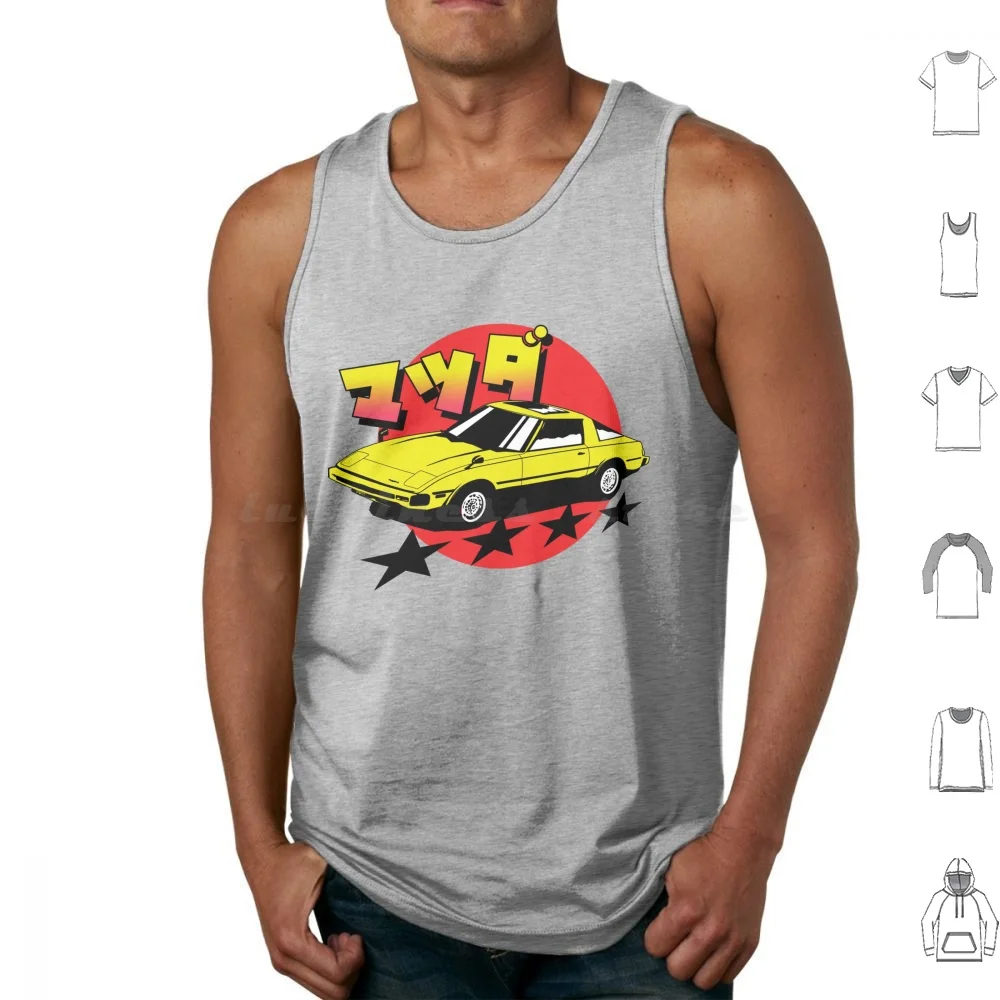 Mazda Rx7 Katakana Tank Tops Vest Sleeveless Mazda Rx7 Rx 7 Rotary 12A 13B 20B Turbo Racing Racer Racecar Drifting Rwd