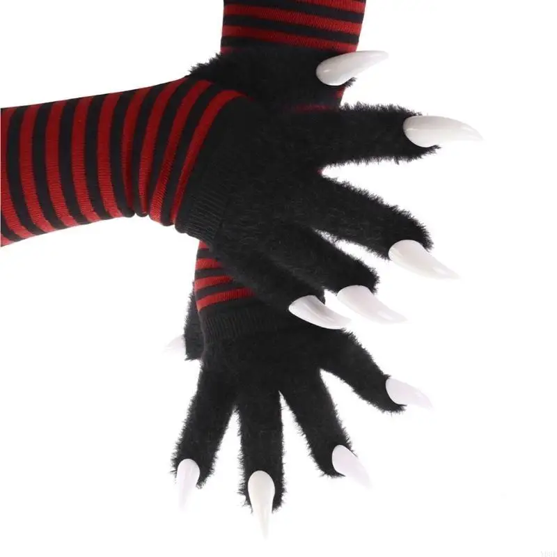 فو الفراء القطط مخلب قفازات Therians الكفوف أفخم Fursuit الكفوف زي هالوين تنكري الحيوان الثعالب الكفوف القفاز النساء الرجال Y08E