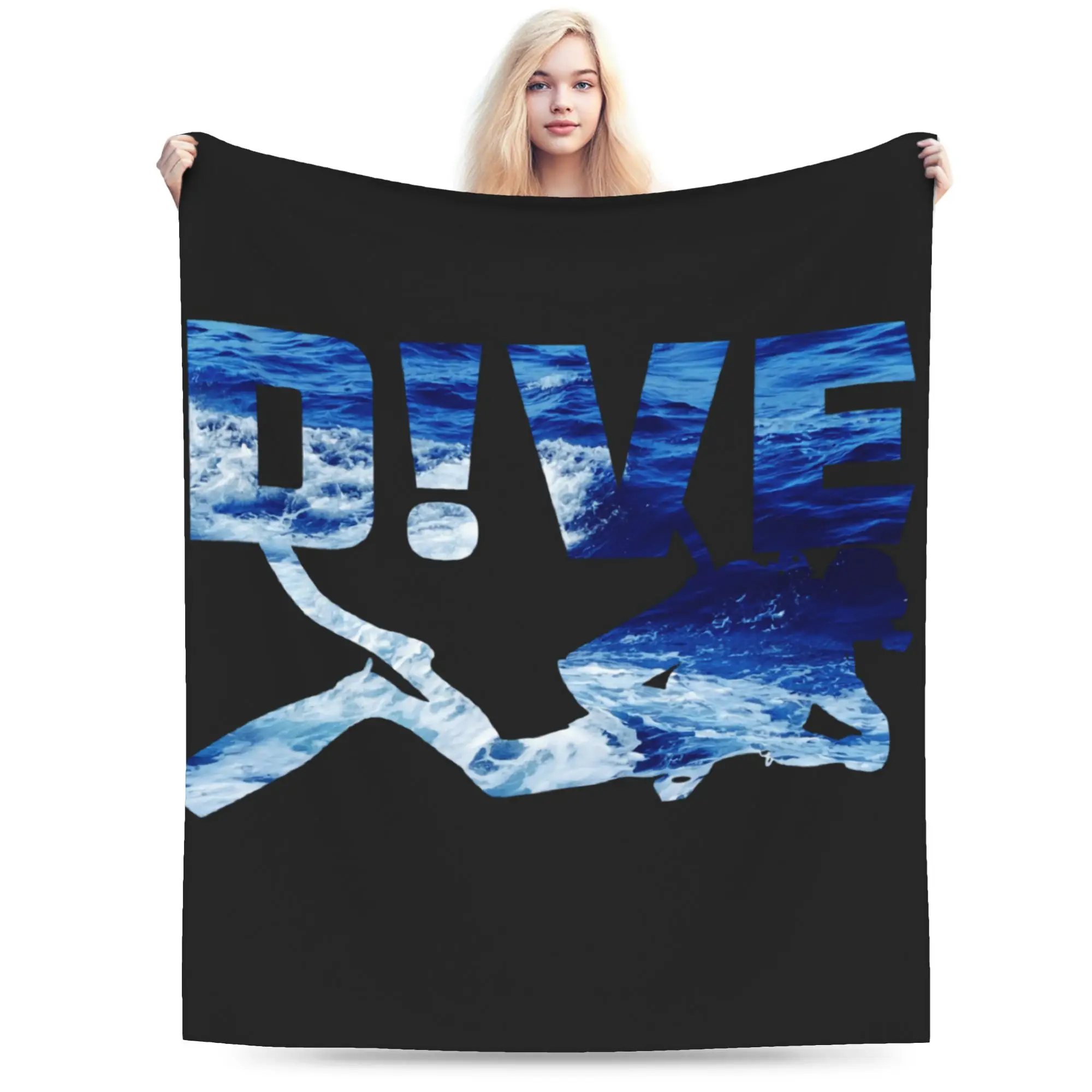 Custom 3D Printed Dive Scuba Diving Blankets Breathable Soft Flannel Summer Diver Throw Blanket for Sofa Travel Bed