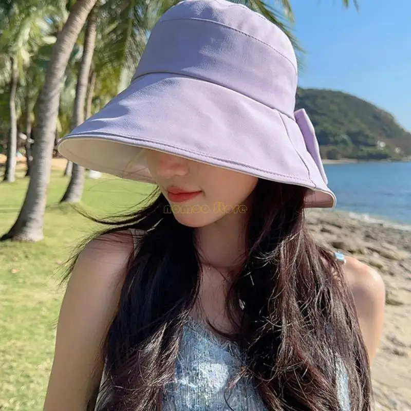 31BF Elegant Bucket Hat for Girls Women Women Combatable Fisherman Gat con Bownot