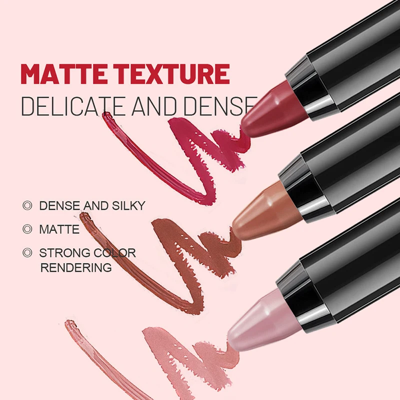 Lápiz labial mate de terciopelo, lápiz resistente al agua de larga duración, Sexy, rojo, antiadherente, maquillaje, 8 colores