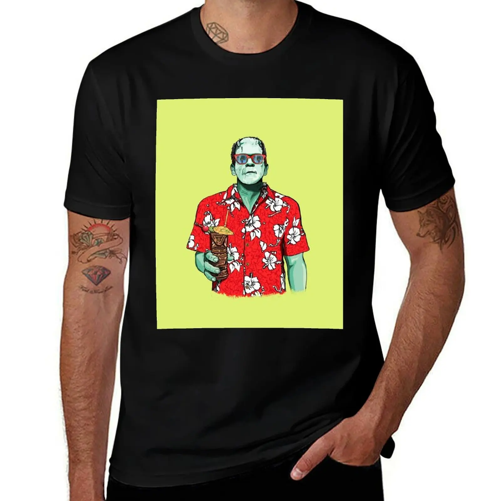

Dr. Frankenstein's Tiki Monster T-Shirt cotton t shirts man 100% t shirts for man cotton soft
