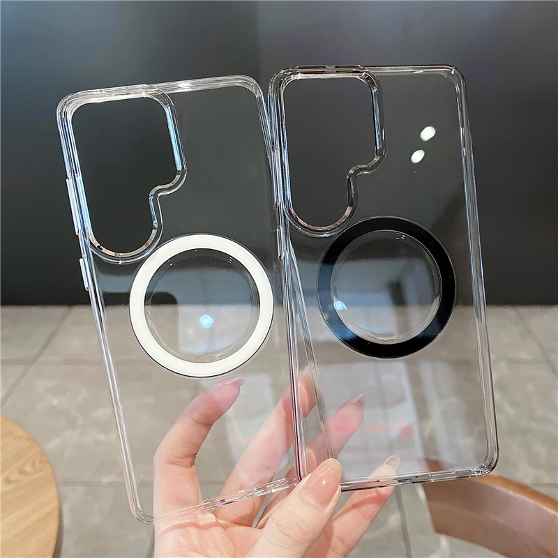 Magnetic Wireless Charger For Magsafe Transparent Case for Samsung Galaxy S26 Ultra S26 S26Plus Clear Shockproof Hard Cover