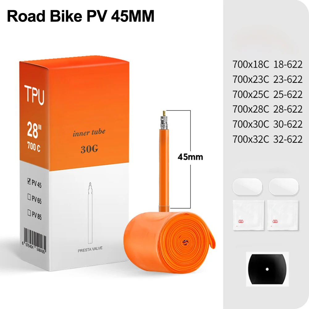 Gravel Bike Tube Road Bike Tube Low Temperature Resistant Reduced Rotational Mass Reinforced Seal Stable Tyre Pressure