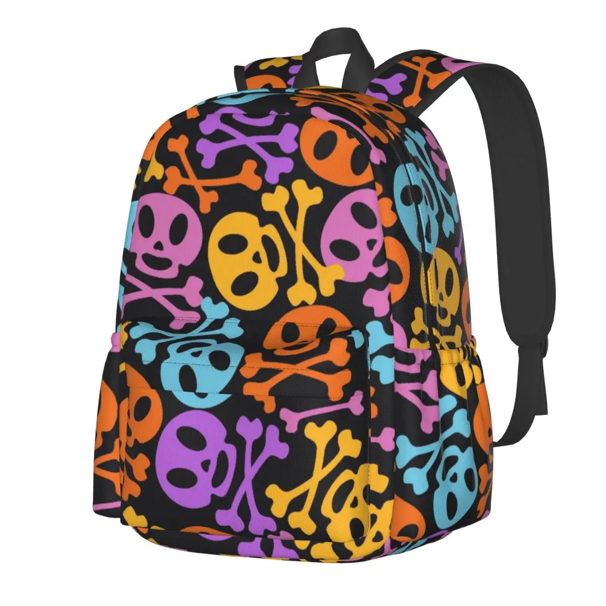 

Череп и скрещенные кости с принтом Хэллоуин, большой вместительный студенческий рюкзак, повседневная модная школьная сумка