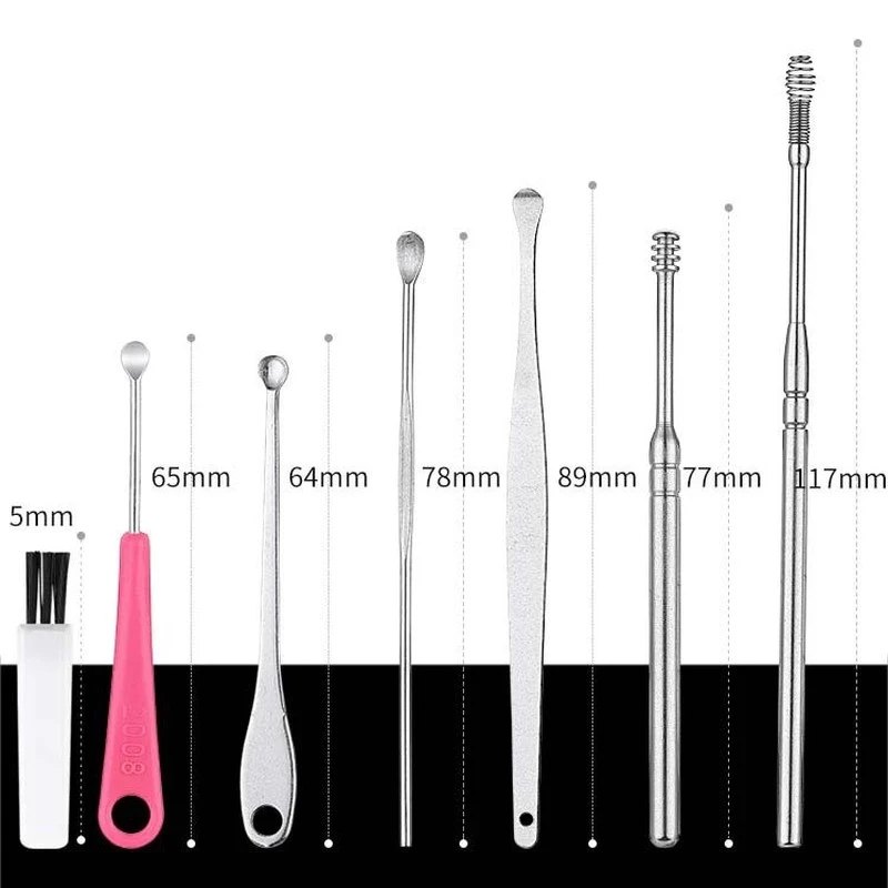 8 قطعة مجموعة جامعي الأذن الشمع Earpick مزيل Curette شمع الأذن نظافة ملعقة العناية الأذن قطف Booger تنظيف أداة