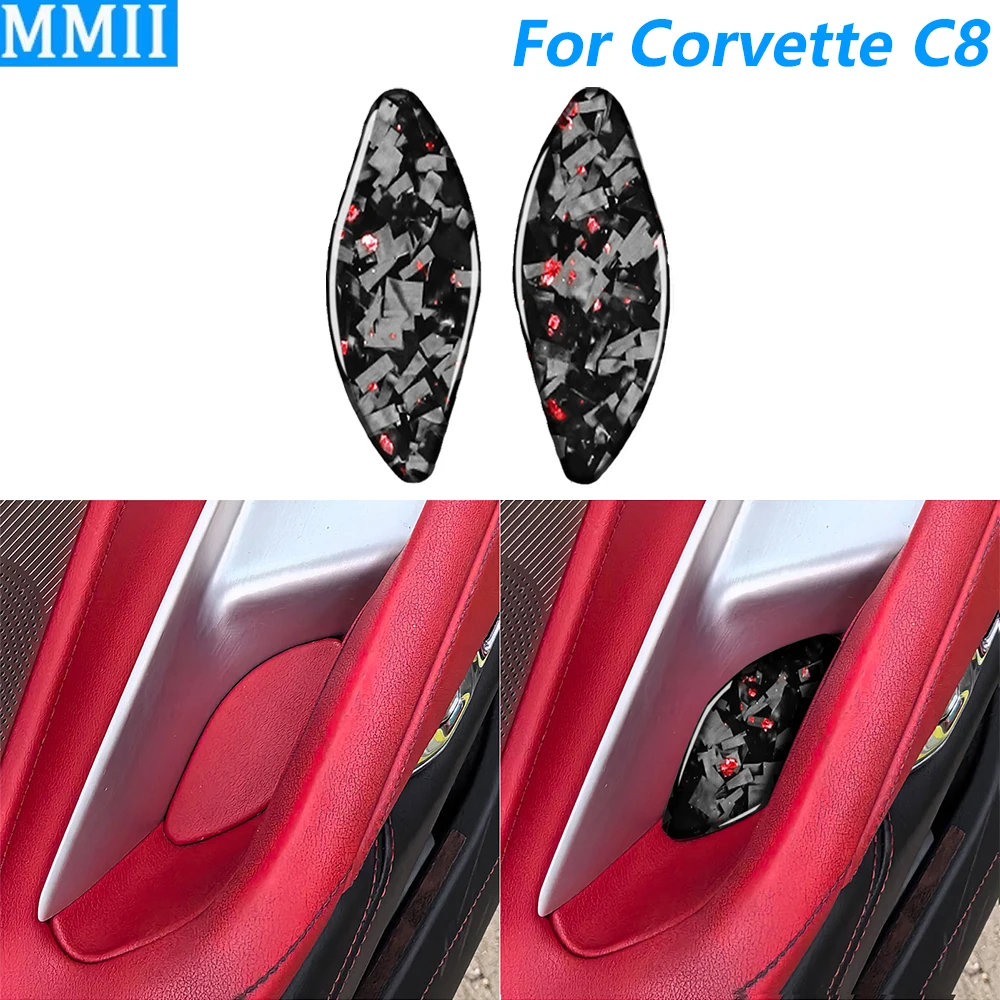 

Для Chevrolet Corvette C8 2020-2025: Накладка на внутреннюю ручку двери из кованого карбона, декоративная наклейка, аксессуар для автомобиля