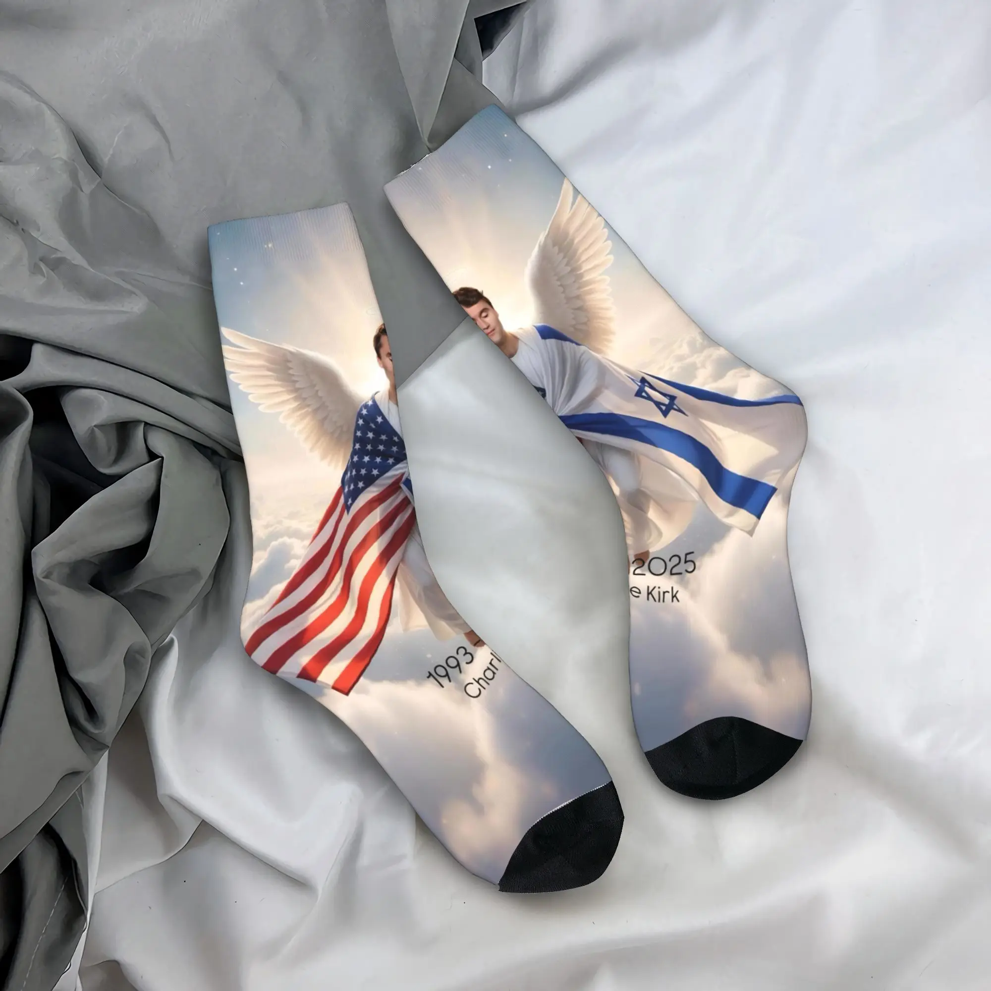 

Чулки Charlie Kirk Angelic Advocate, винтажные носки унисекс, мужские удобные носки, зимние уличные носки с рисунком, против пота