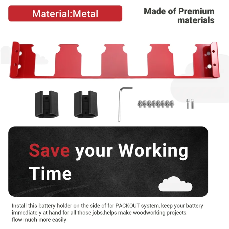

【Найвичайшая цена!】 Расширительный держатель батареи для инструментов, 4 слота, боковой кронштейн для хранения батарей без усилий, кронштейн для батареи