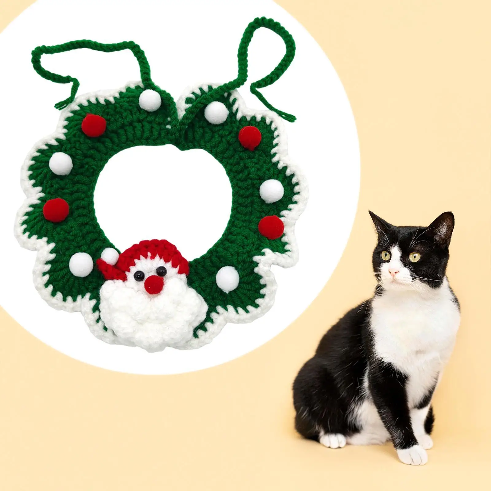 Christmas Cat Bandana Collar Knitted Cat Collar for Puppy Small Dogs