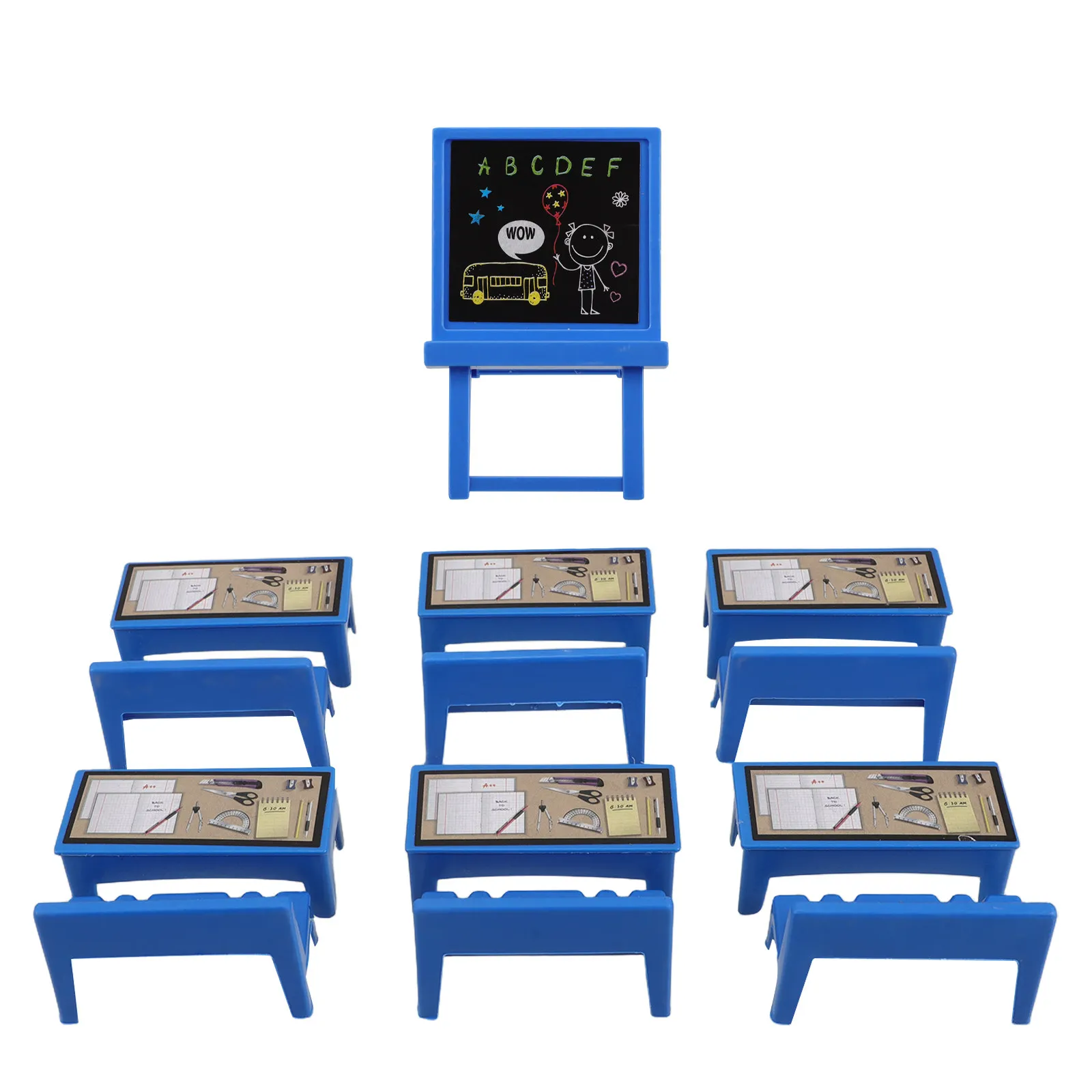13Pcs Mini Classroom Furniture Set Realistic School Environment Dollhouse Alternative Learning Play Creative Role Play Desk