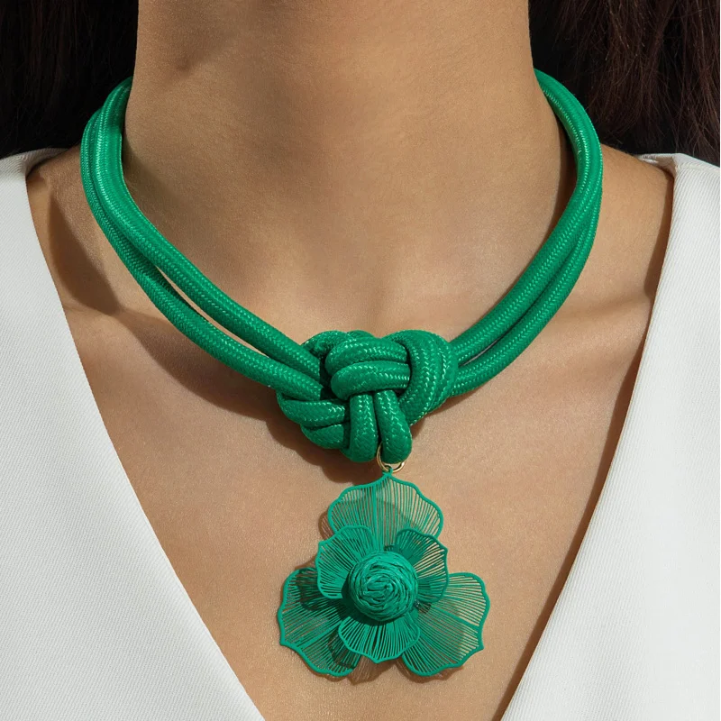 2026New women's personalized woven design simple drawstring statement necklace