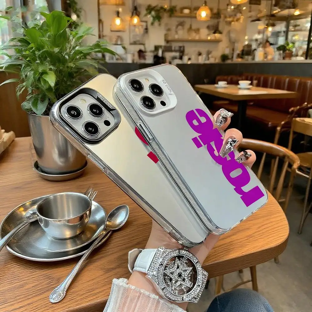 حافظة هاتف روزي إنجليزية بسيطة لهاتف آيفون 11 12 13 14 15 16 17 air Pro Max 16E X XS XR SE2 غطاء فضي IMD مطلي بالكهرباء