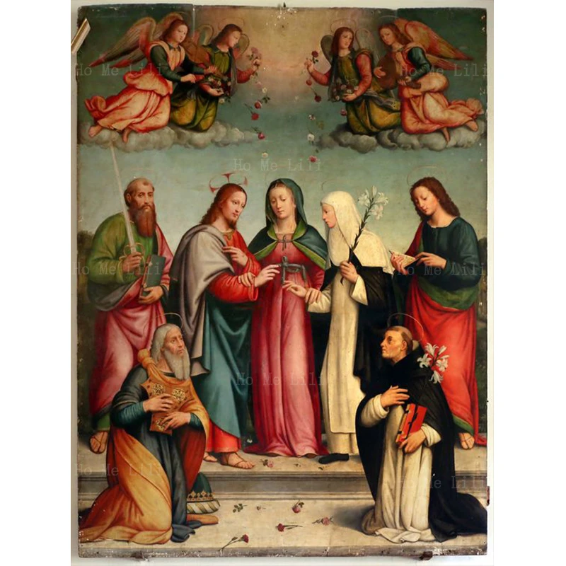 The Cross-Bearing Theotokos Icon Nativity Scene The Mystic Marriage Of Saint Catherine Of Siena Canvas Wall Art Painting