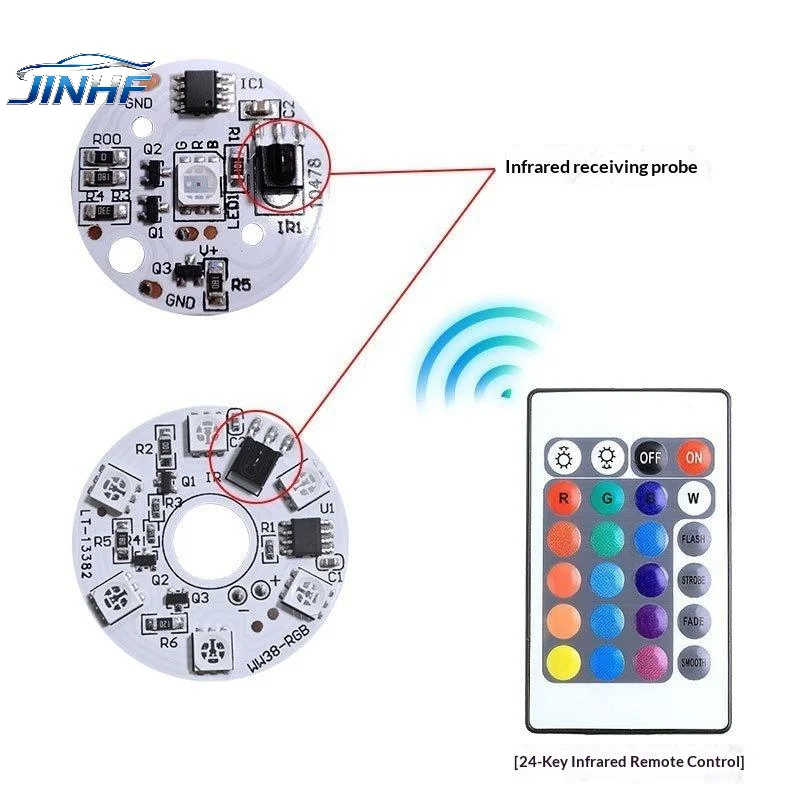 

1 Set USB Cable And Remote Control DIY Model Display Light LED PCB Light Board DC5V Colorful Gradient LED RGB Light Board
