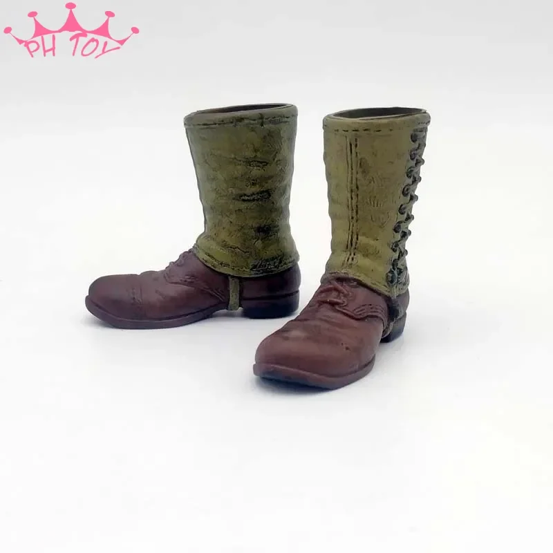 WWII Stiefel Modell 1/6 Skala Hohle Lange Militärschuhe Grünes Spleißen Für 12in Actionfigur Spielzeugzubehör HT DID