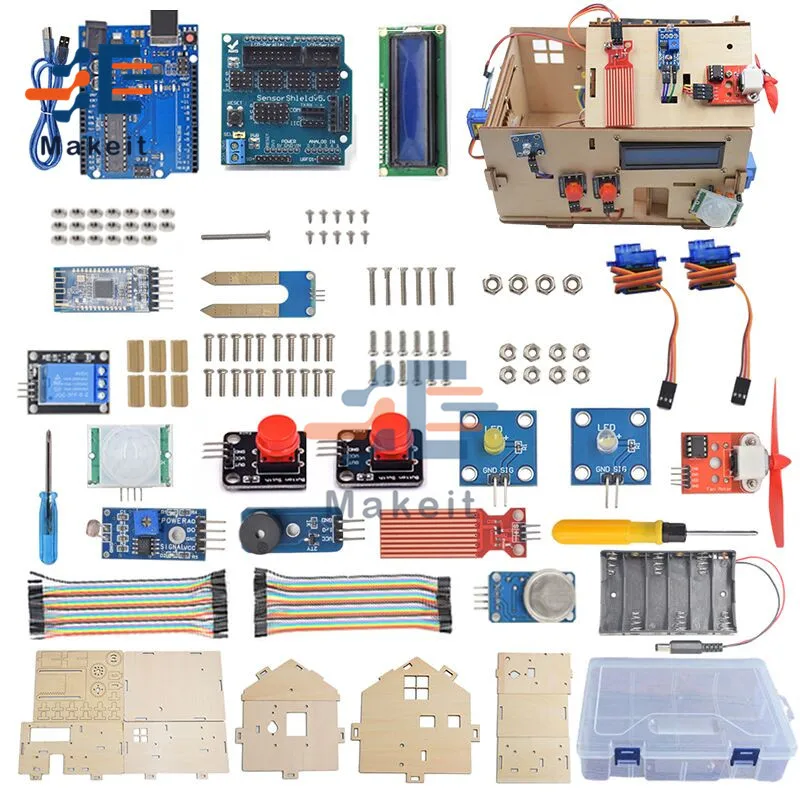 Smart House Electronic Learning Kit Control Remotely House DIY Kit with PLUS Board Complete Materials Series Sensor for Arduino