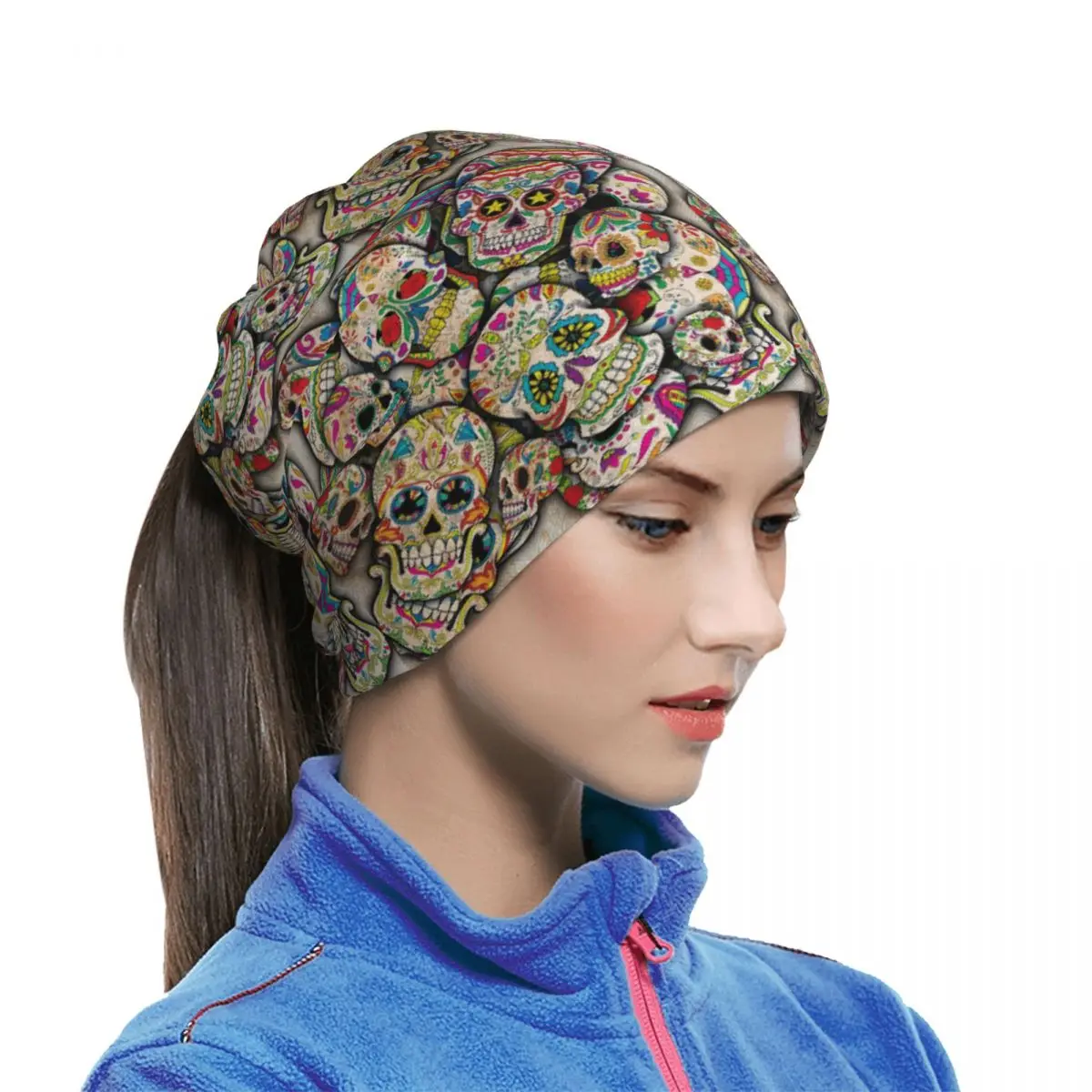 Sugar Skull Collage Bandana Neck Cover Printed Face Scarf Outdoor Sports Headband Unisex Adult Breathable