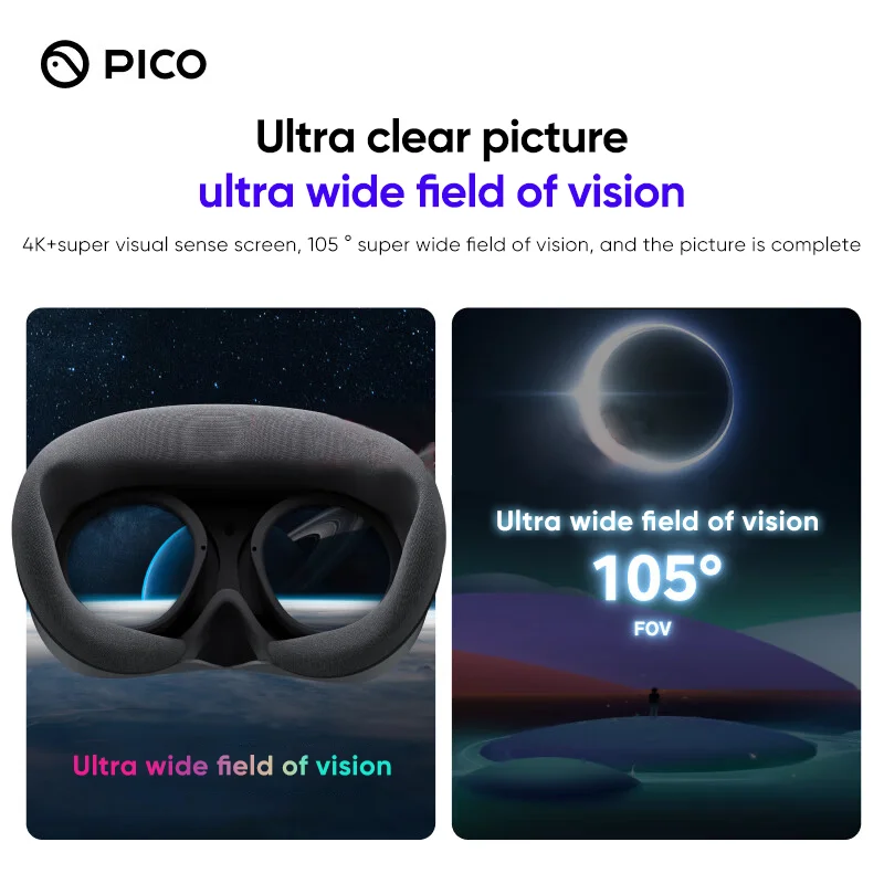 Pico 4 VR-Headset RTS 8G 128G All-In-One-Virtual-Reality-Headset Pico4 3D-VR-Brille 4K+ Display für Metaverse & Stream Gaming