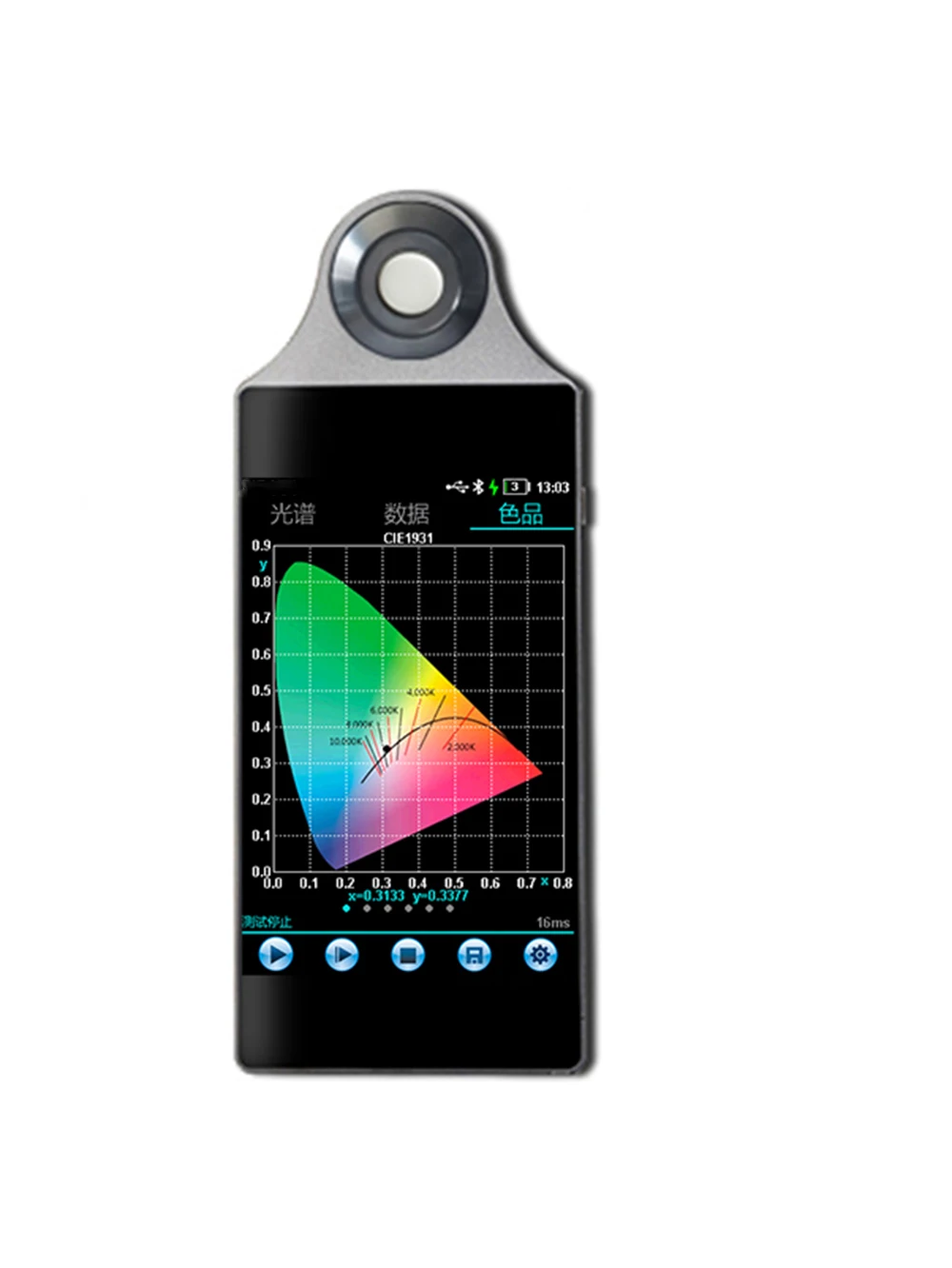 Espectrómetro portátil Illuminómetro espectral con rango de longitud de onda 380nm-780nm superficie fotosensible Ф10mm