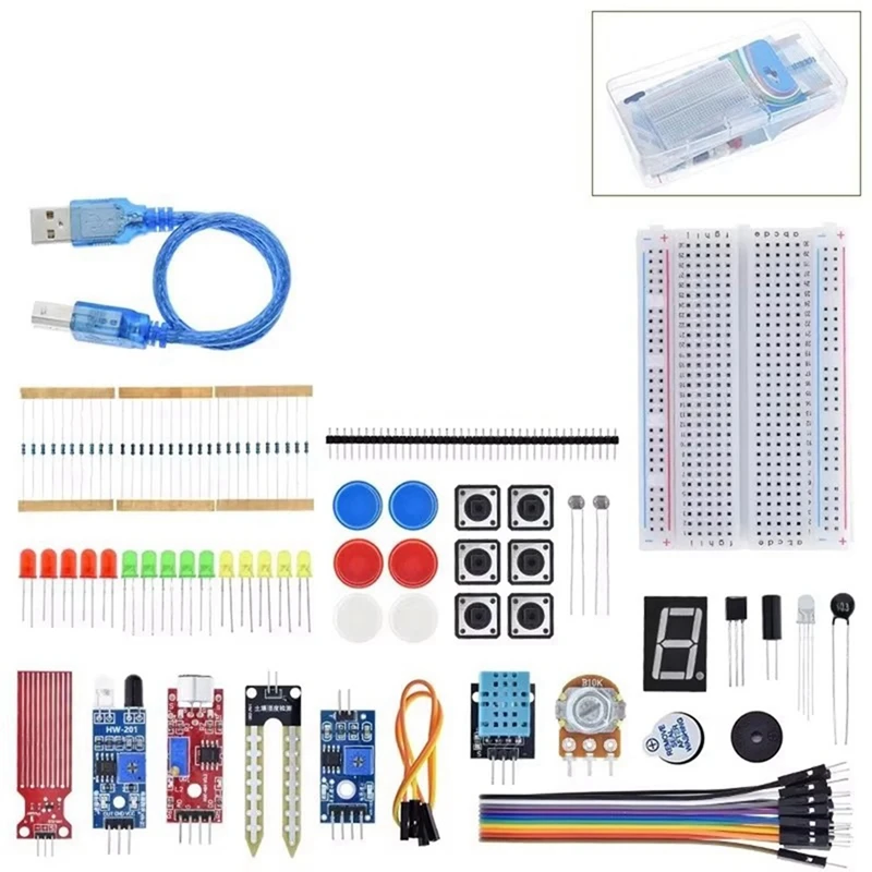 For UNO R3 Development Board 400 Hole Kit Switch Breadboard Sensor Obstacle Avoidance Module LED Lights Loose Parts