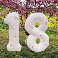 2pcs101.6cm pink bow decoration white digital balloon for birthday anniversary wedding graduation season New Year decoration