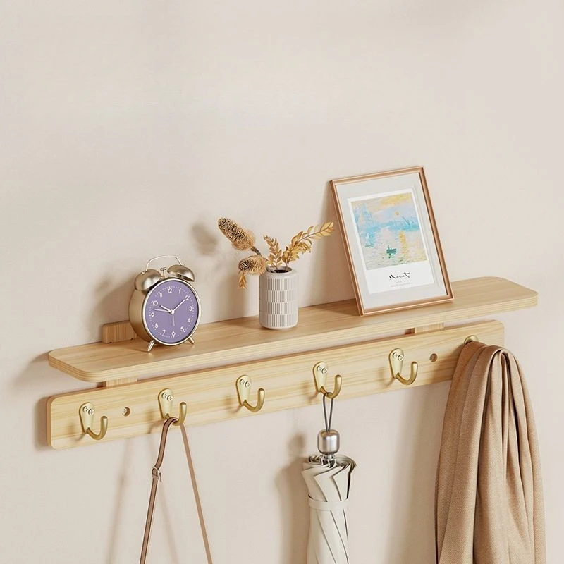 Wall Mounted Coat Racks Entrance Hall Hangers Hallway Dress Bag Jackets Hanger Wooden Shelf Storage Interior Clothing Organizer