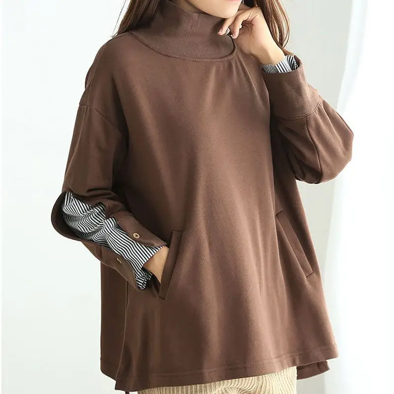 

Loose Woman Clothing Long Women's Sweatshirt Brown Baggy Pullovers Top Offer Chic Elegant Harajuku Fashion Dropshiping E Kpop M