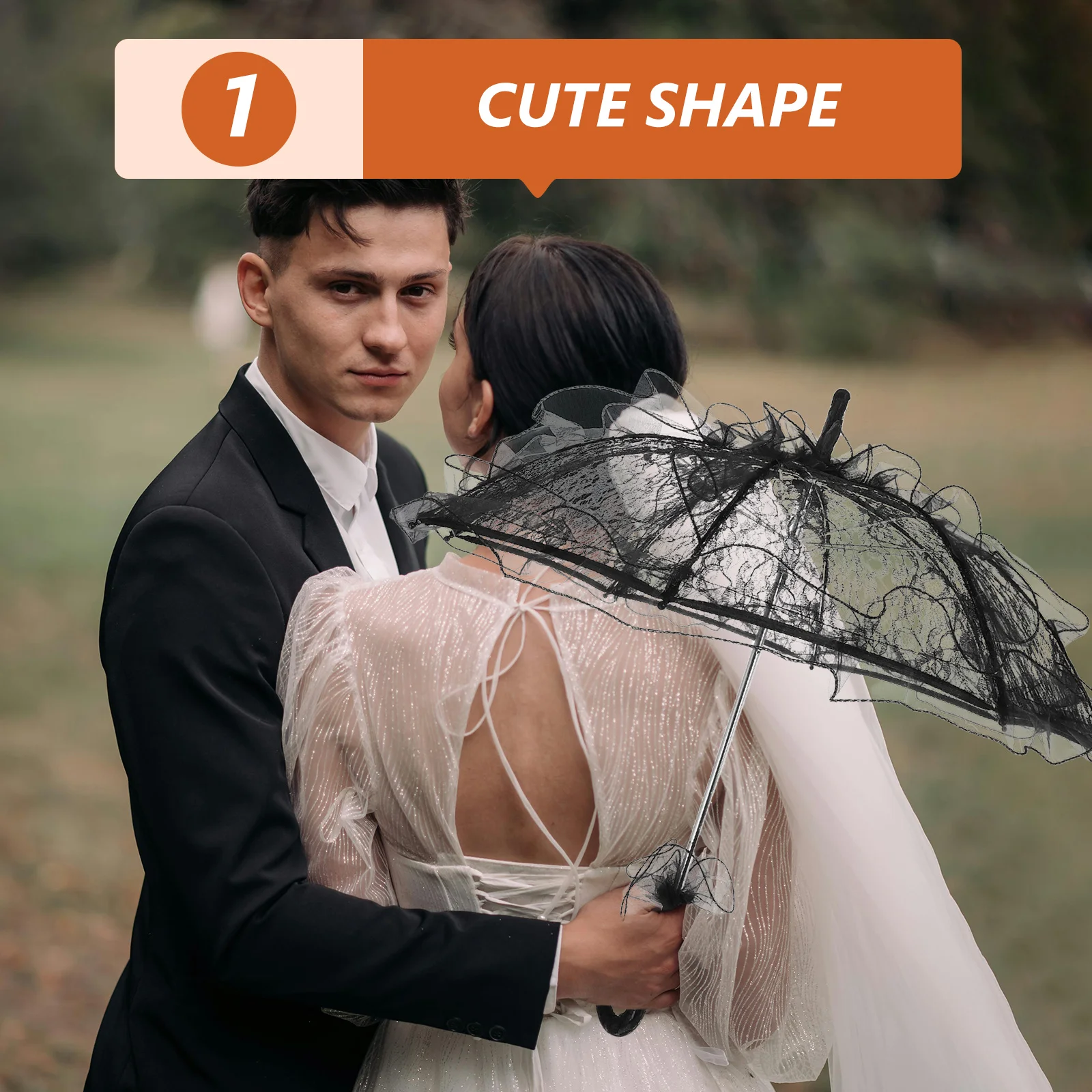 

Umbrellas for Rain Vintage Decor Black Lace Bridal Weddings Diy Durable Parasol to Weave