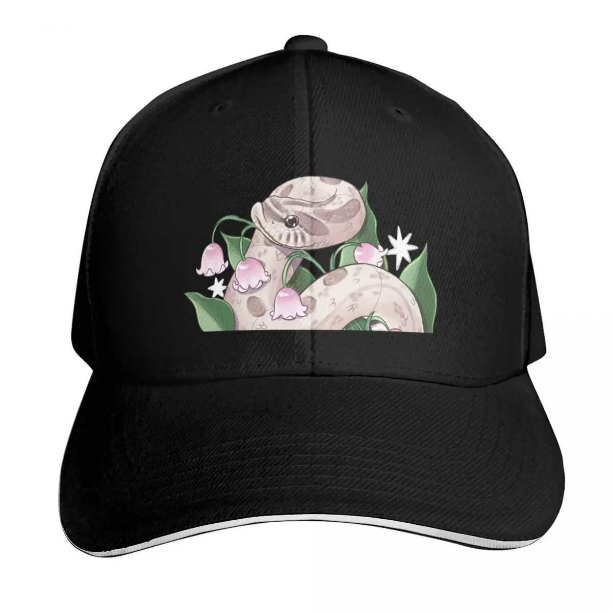 Lavender Hognose Snake with Lily of the Valley Baseball Cap Men Women Casual Summer Sport Sun Cap