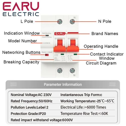 Imagen 2 del producto 1P 2P 3P 4P TUYA APP WIFI Disyuntor temporizador Control remoto por voz Smart Life Interruptor inteligente automático WIFI