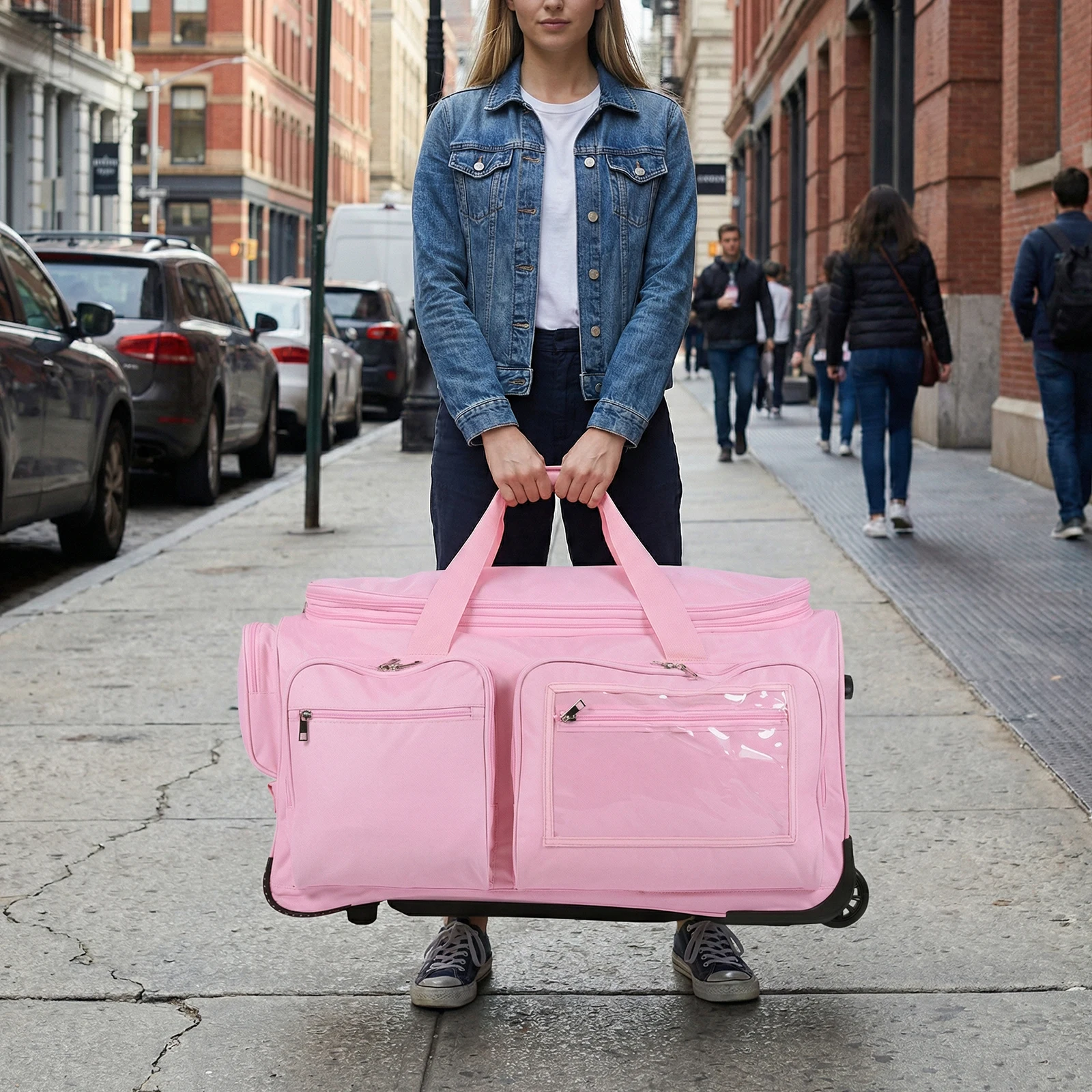 

Competition Rolling Duffle Bag with Garment Rack & Wheels Storage Duffle Bag for Vacation Business Trips