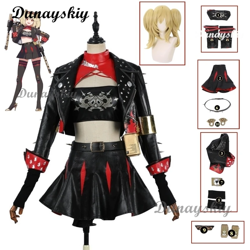 Burnice Weiße Cosplay-Perücke, Zenless Zone Zero, Rollenspiel, Halloween-Party, Brille, Frau, Schwarz, Comic-Con-Verkleidung, Kampf