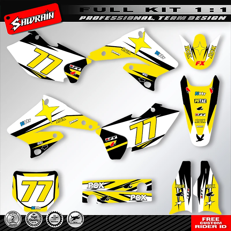 

Sawrain Motorcycle Sticker Custom Team Graphics Decals Kit For SUZUKI RMZ250 2004 2005 2006 04