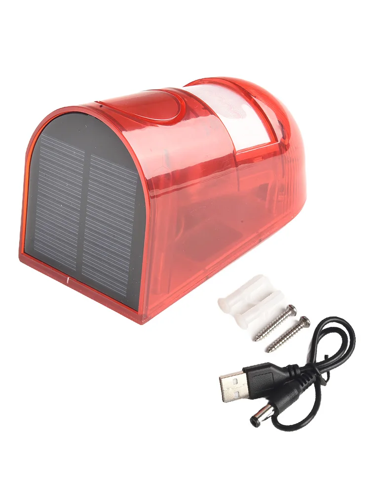 Solar Security Light Alarm IP65 Waterproof LED Motion Sensor Light Alarm Outdoor Motion Red Shell Sensor Alarm