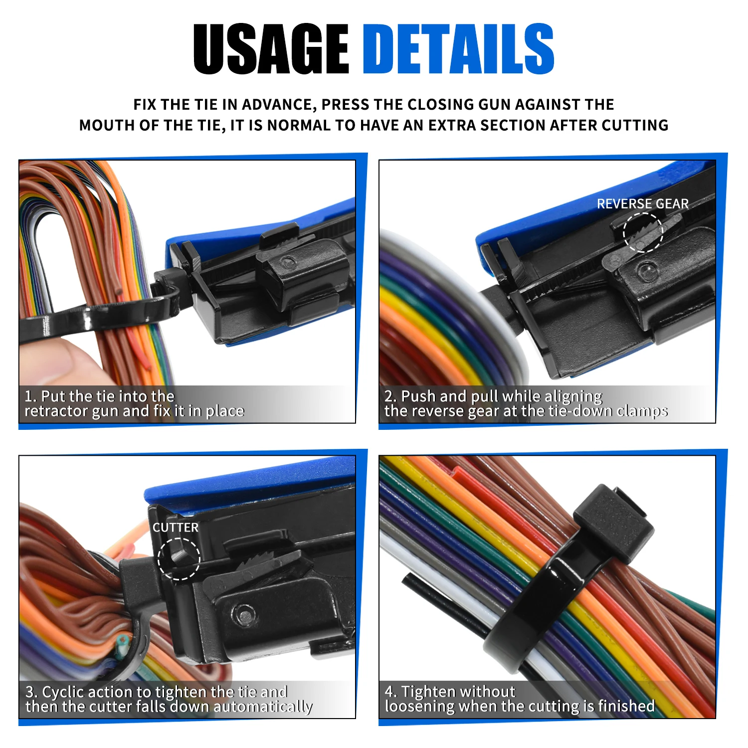 Hs-600A Zangenbefestigungs- und Schneidwerkzeuge speziell für Kabelbinderpistole für Nylon-Kabelbinder, Breite: 2,4–4,6 mm. Handwerkzeuge – Detail 7