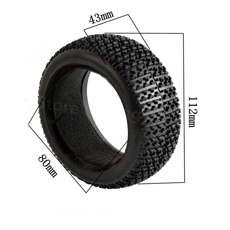 2Pcs Remote Control Car 1/8 Buggy Rubber Tyre Tire Wheel HSP 112*43mm For Nitro Power Baja HPI HIMOTO