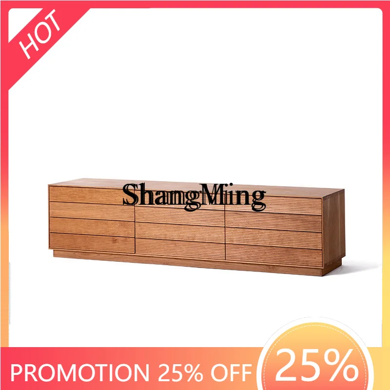 

FG new model Storage Locker Living Room Cherry Black Walnut Solid Wood Furniture Textured TV Cabinet