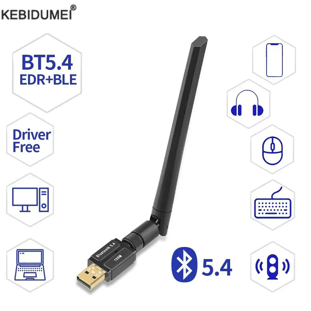 USB Bluetooth 5.4 5.3 Adapter 150M Dongle for PC Wireless Mouse Keyboard Music Audio Receiver Transmitter Bluetooth