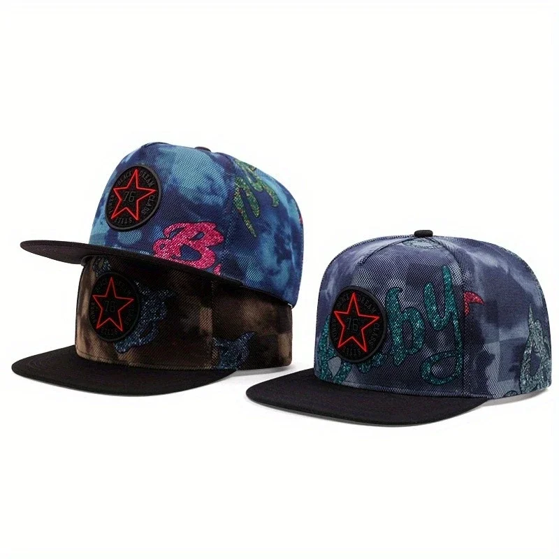 

Fashion Baseball Cap Men's and Women's Flat Brim Hat Outdoor Sports Street Embroidered Camo Pattern Hip Hop Caps Adult Sun Hats