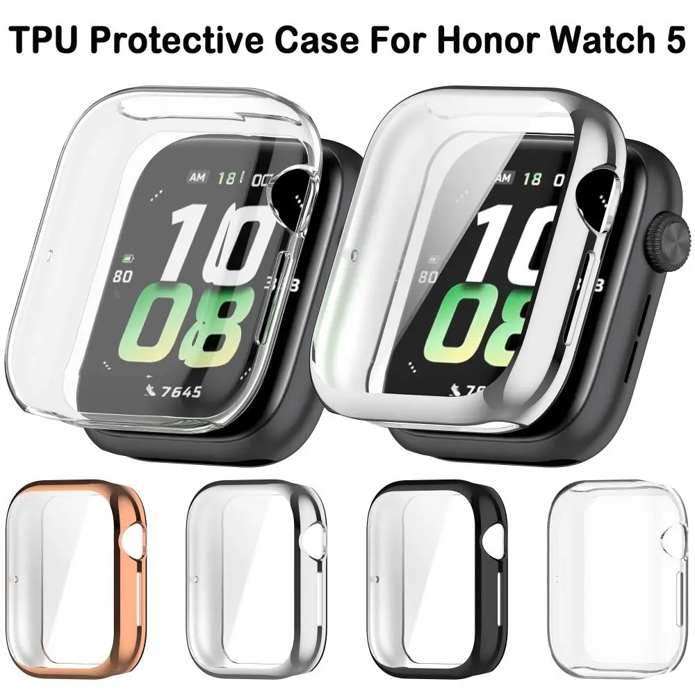 New TPU Protective Case Anti-scratch Bumper Screen Cover Full Coverage Watch Shell for Honor Watch 5 Smart Watch Accessories