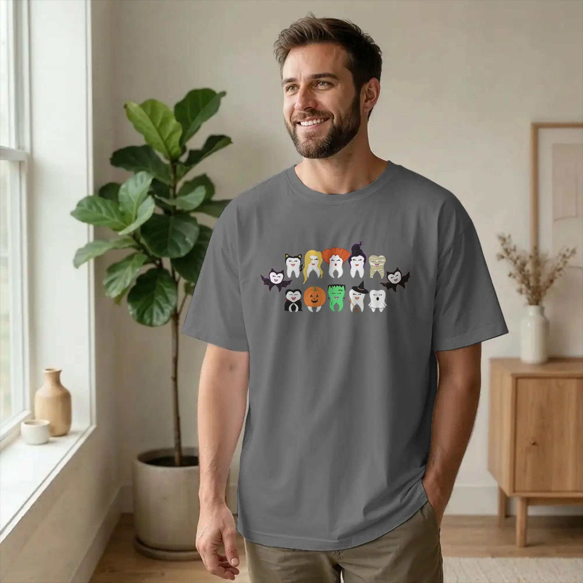 Funny Dental Hygiene T-Shirt Unisex Round Neck Short Sleeve Clothes Cartoon Teeth Helloween 100%Cotton Summer TopsTops
