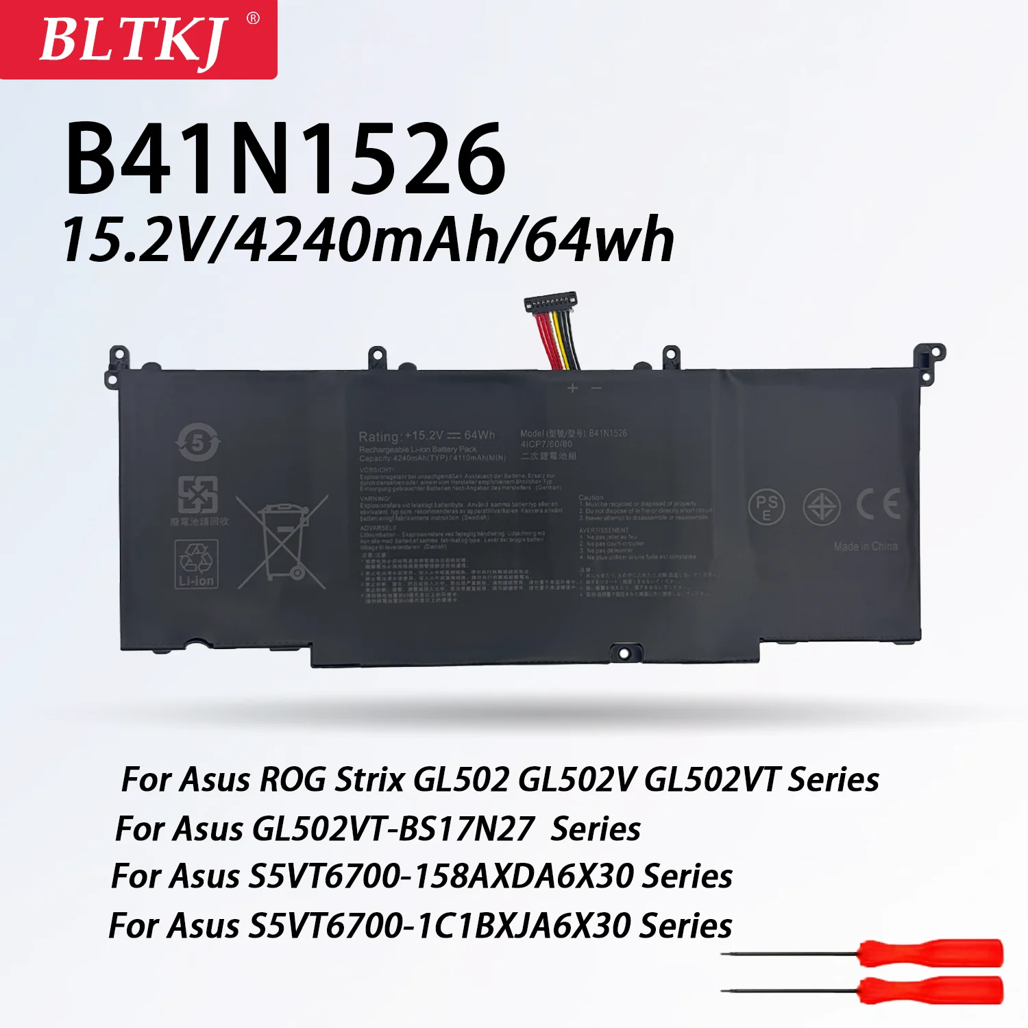 

NEW B41N1526 Laptop Battery For ASUS ROG Strix GL502 GL502V GL502VT GL502VT-1A GL502VM S5 S5VT6700 GL502VT-BSI7N27 ZX60V ZX60VM
